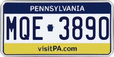 PA license plate MQE3890