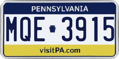 PA license plate MQE3915