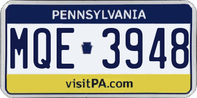 PA license plate MQE3948