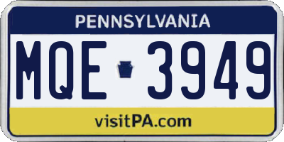 PA license plate MQE3949