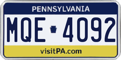 PA license plate MQE4092