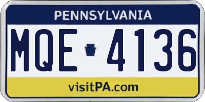PA license plate MQE4136