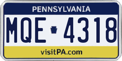 PA license plate MQE4318