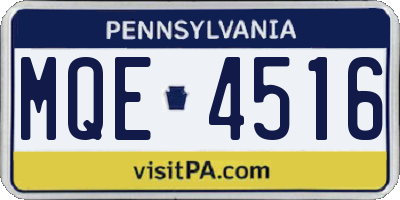 PA license plate MQE4516