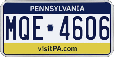 PA license plate MQE4606
