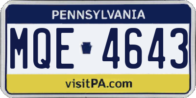 PA license plate MQE4643
