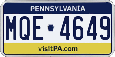 PA license plate MQE4649