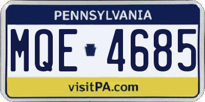 PA license plate MQE4685