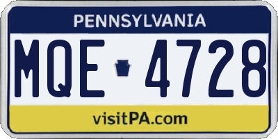 PA license plate MQE4728