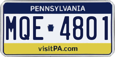 PA license plate MQE4801