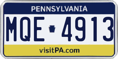 PA license plate MQE4913