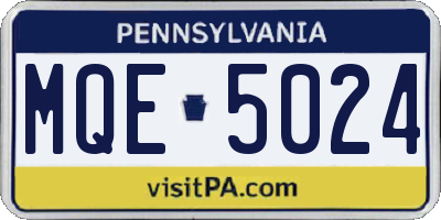 PA license plate MQE5024