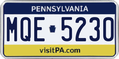PA license plate MQE5230