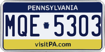 PA license plate MQE5303