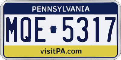 PA license plate MQE5317