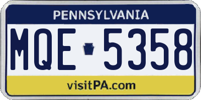 PA license plate MQE5358