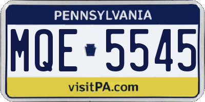 PA license plate MQE5545