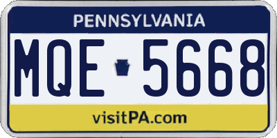 PA license plate MQE5668