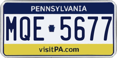 PA license plate MQE5677