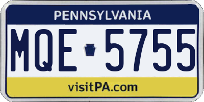 PA license plate MQE5755