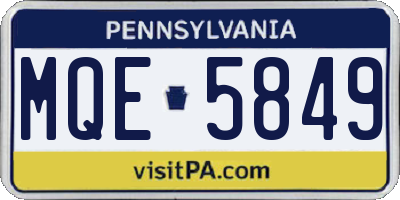 PA license plate MQE5849