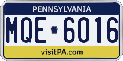 PA license plate MQE6016
