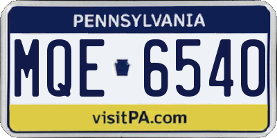PA license plate MQE6540