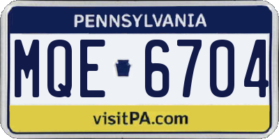 PA license plate MQE6704