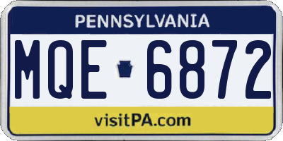 PA license plate MQE6872