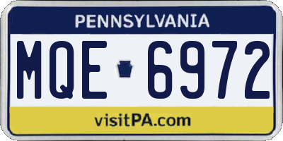 PA license plate MQE6972
