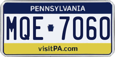 PA license plate MQE7060