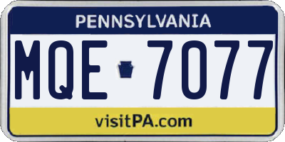 PA license plate MQE7077