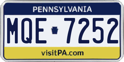 PA license plate MQE7252