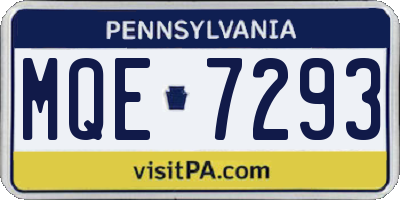 PA license plate MQE7293
