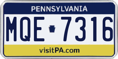 PA license plate MQE7316