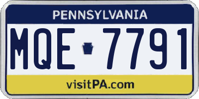 PA license plate MQE7791