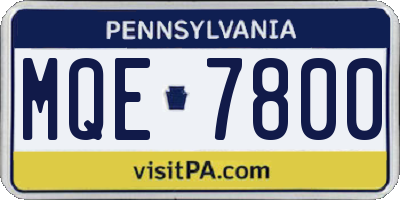 PA license plate MQE7800