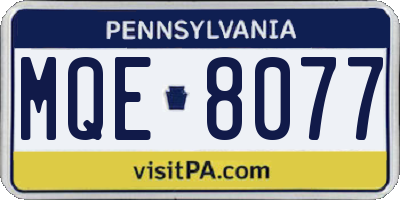 PA license plate MQE8077