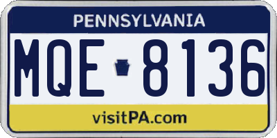 PA license plate MQE8136