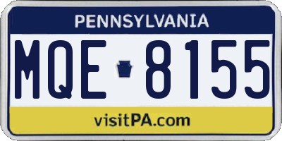 PA license plate MQE8155