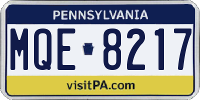 PA license plate MQE8217