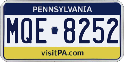 PA license plate MQE8252