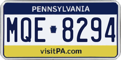 PA license plate MQE8294