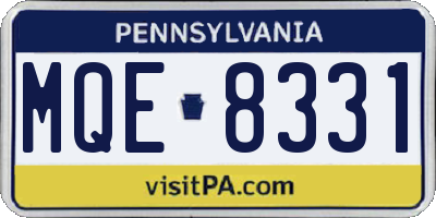 PA license plate MQE8331