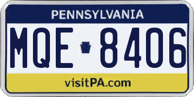 PA license plate MQE8406
