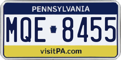 PA license plate MQE8455