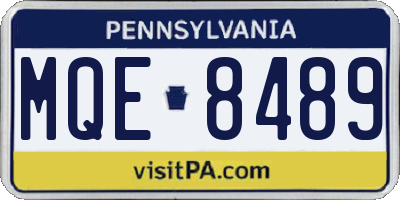 PA license plate MQE8489