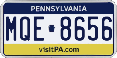 PA license plate MQE8656