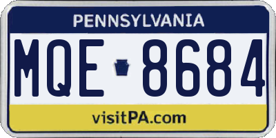 PA license plate MQE8684