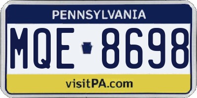 PA license plate MQE8698